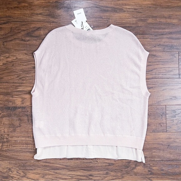 Vince • Layered Perforated Jumper pullover sweater mixed media wool cashmere - Picture 8 of 12